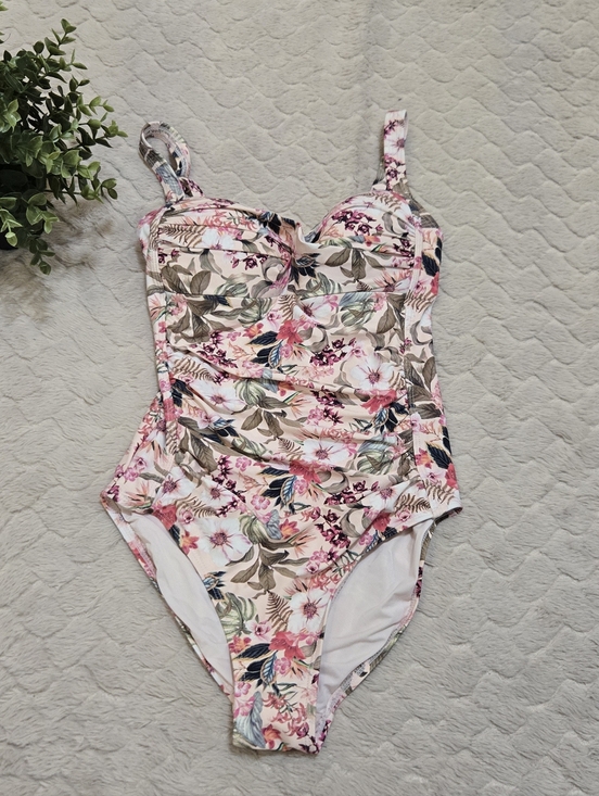 Nip Tuck Other - Nip Tuck Pink Romantic Floral Ruched One-Piece Swimsuit, Size 4